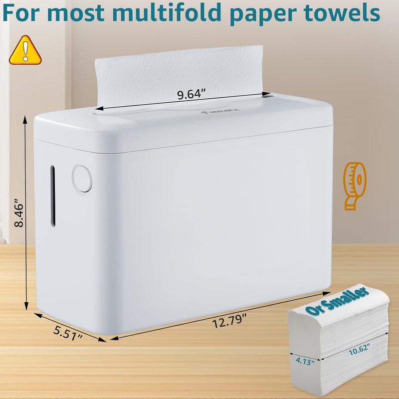 modunful Trifold Paper Towel Dispenser Countertop, 300-Sheet Large Capacity for Multifold Paper Towel, White Heavy Duty Wide-Design - Image 3